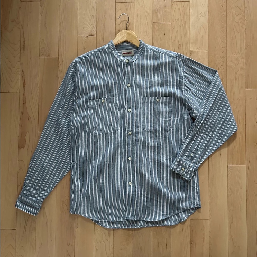 Vintage Jordache blue and white striped button-up